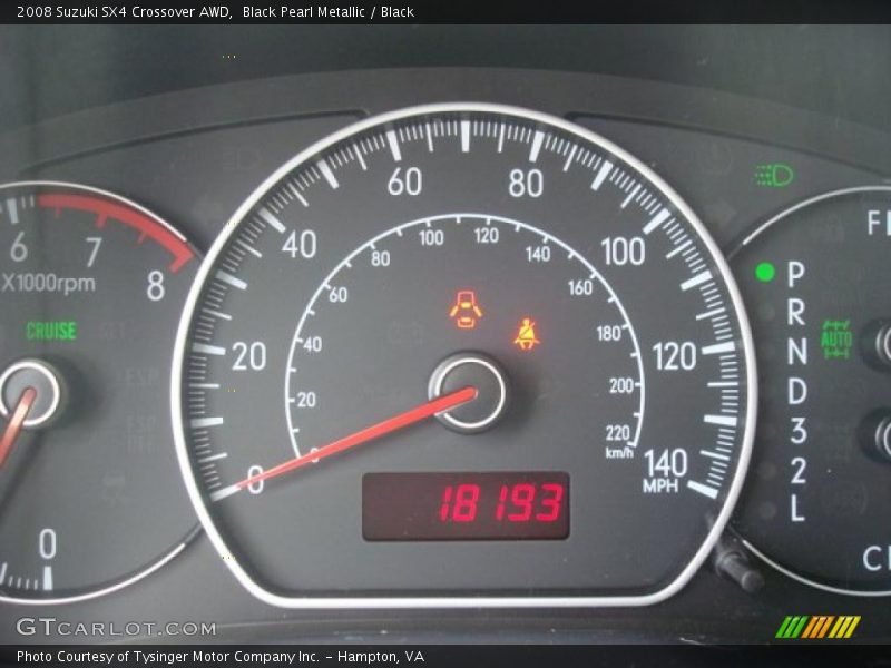 Black Pearl Metallic / Black 2008 Suzuki SX4 Crossover AWD