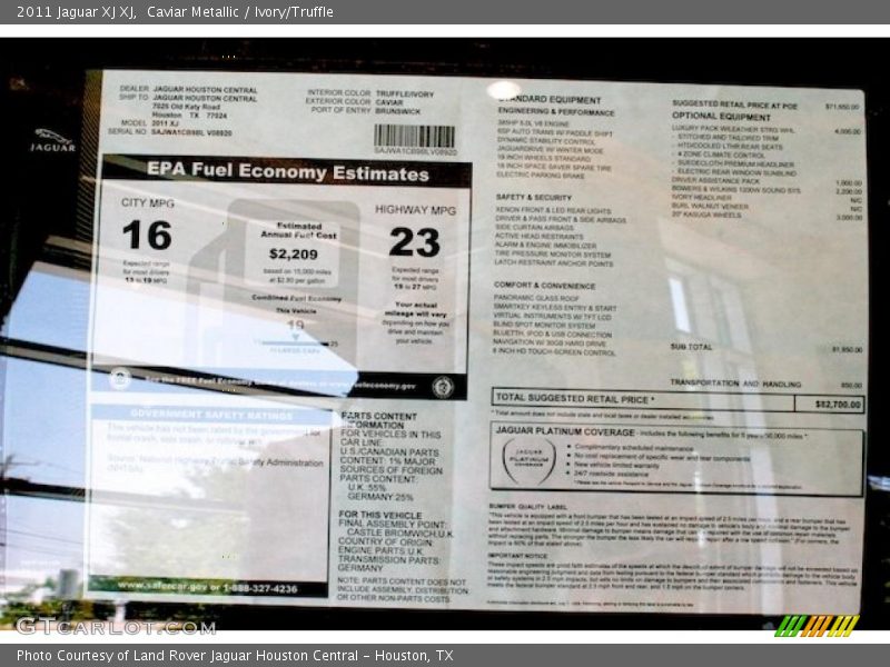 Caviar Metallic / Ivory/Truffle 2011 Jaguar XJ XJ