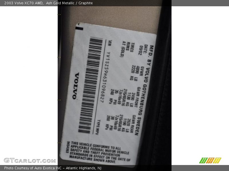 Ash Gold Metallic / Graphite 2003 Volvo XC70 AWD
