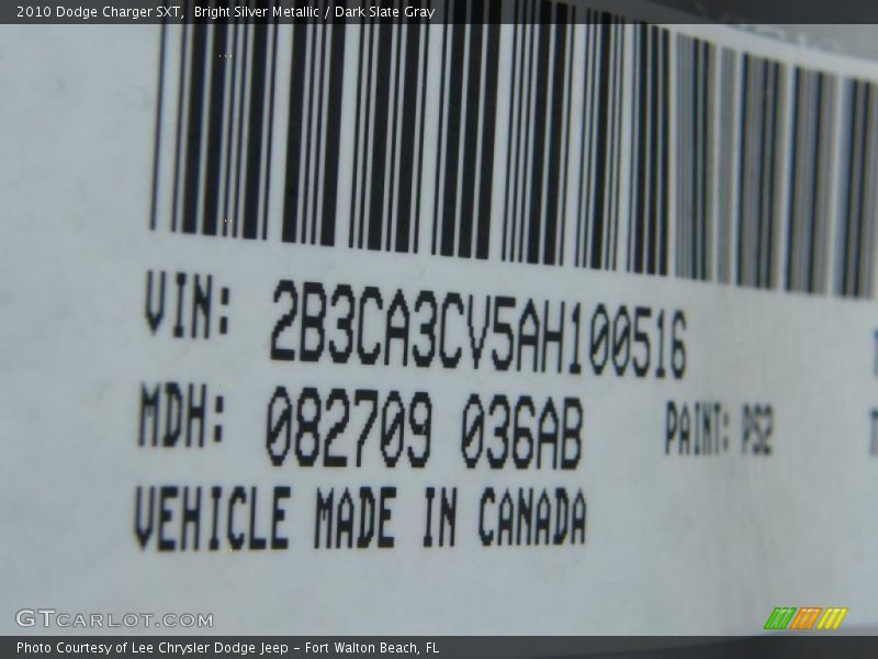 Bright Silver Metallic / Dark Slate Gray 2010 Dodge Charger SXT