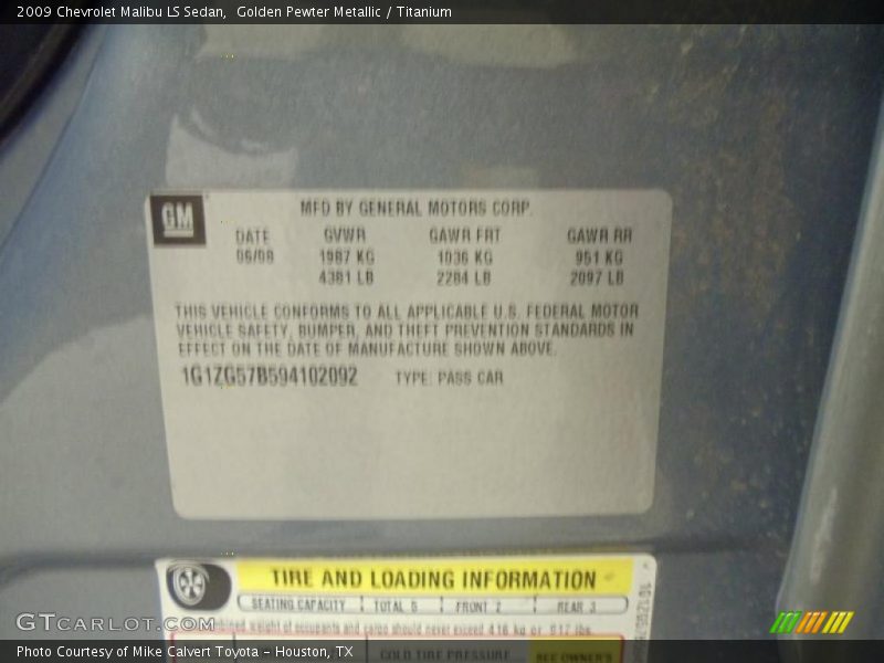 Golden Pewter Metallic / Titanium 2009 Chevrolet Malibu LS Sedan