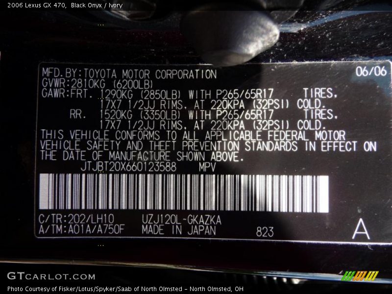 Black Onyx / Ivory 2006 Lexus GX 470