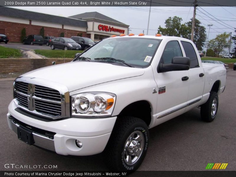 Bright White / Medium Slate Gray 2009 Dodge Ram 2500 Laramie Quad Cab 4x4