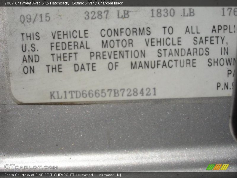 Cosmic Silver / Charcoal Black 2007 Chevrolet Aveo 5 LS Hatchback