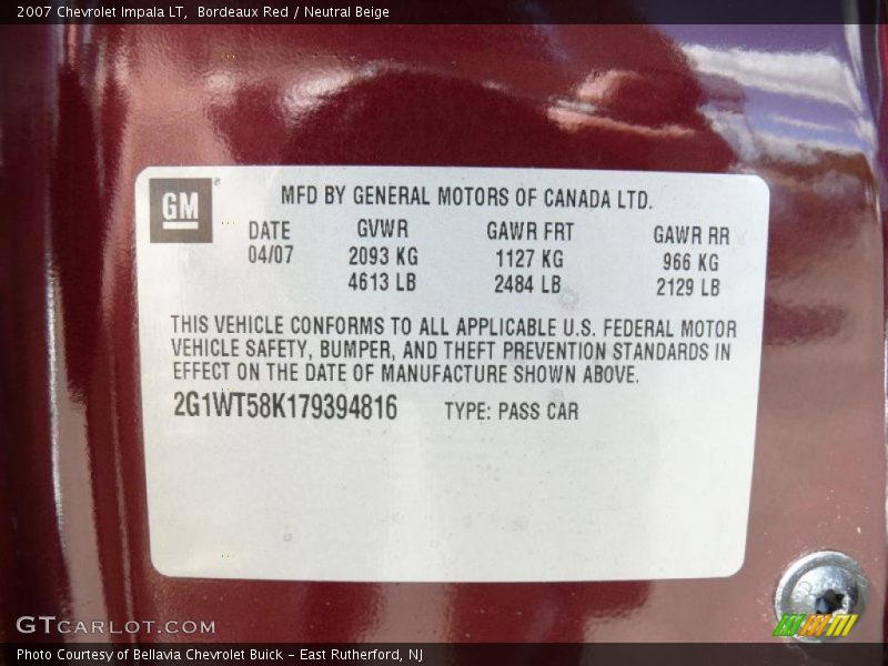 Bordeaux Red / Neutral Beige 2007 Chevrolet Impala LT