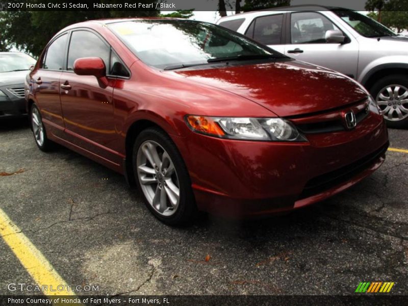 Habanero Red Pearl / Black 2007 Honda Civic Si Sedan