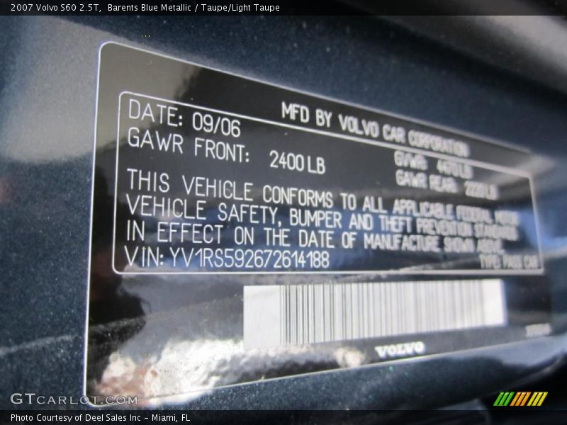 Barents Blue Metallic / Taupe/Light Taupe 2007 Volvo S60 2.5T