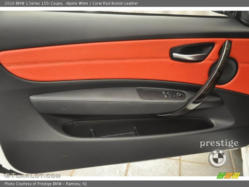 Alpine White / Coral Red Boston Leather 2010 BMW 1 Series 135i Coupe