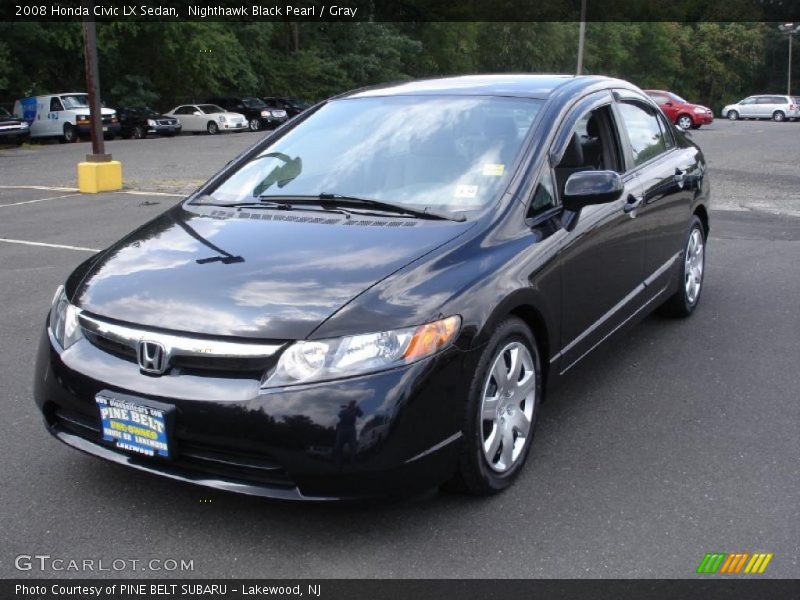 Nighthawk Black Pearl / Gray 2008 Honda Civic LX Sedan