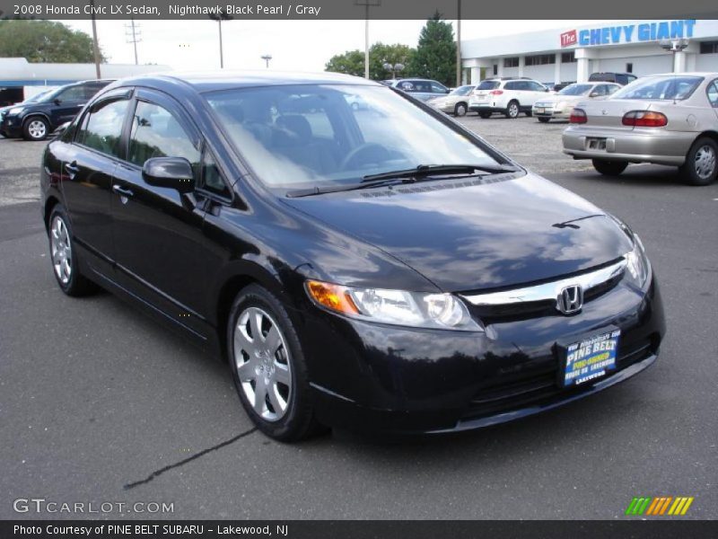 Nighthawk Black Pearl / Gray 2008 Honda Civic LX Sedan