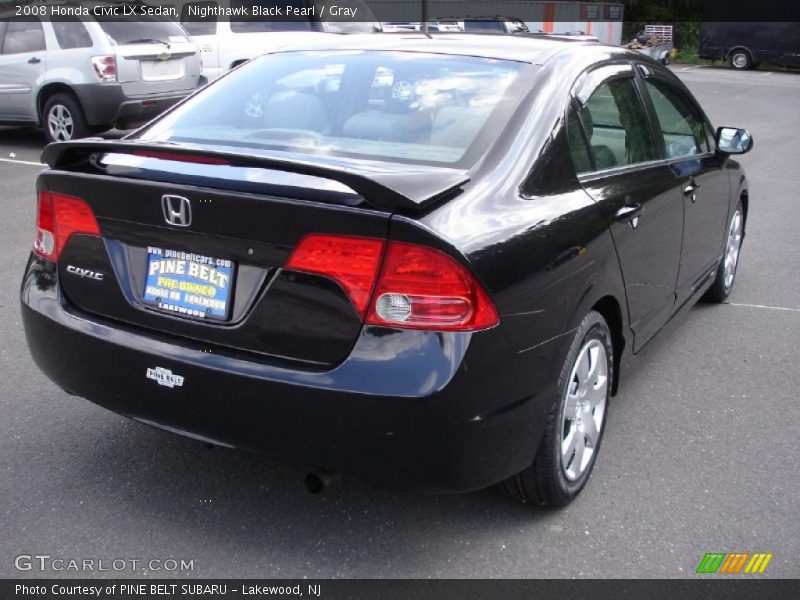 Nighthawk Black Pearl / Gray 2008 Honda Civic LX Sedan