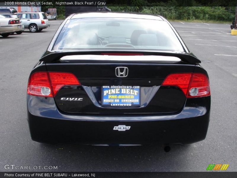 Nighthawk Black Pearl / Gray 2008 Honda Civic LX Sedan