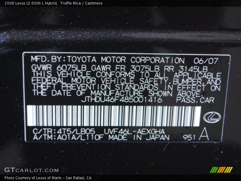 Truffle Mica / Cashmere 2008 Lexus LS 600h L Hybrid