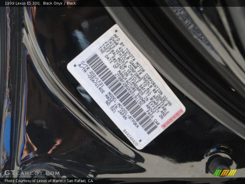 Black Onyx / Black 1999 Lexus ES 300