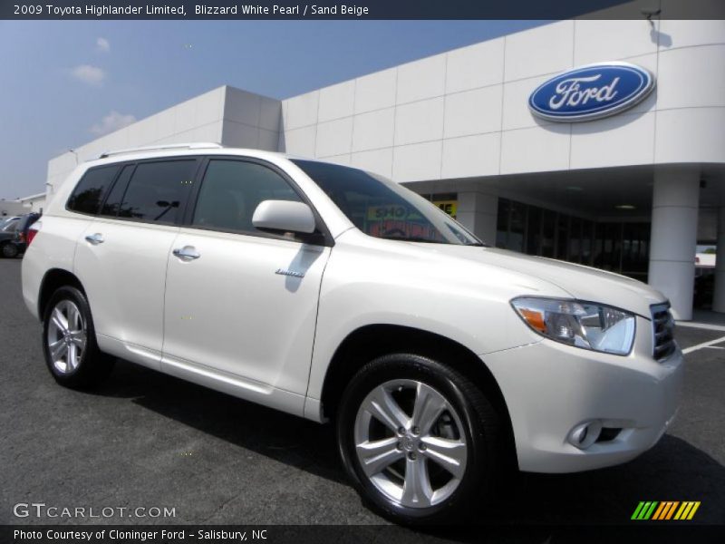 Blizzard White Pearl / Sand Beige 2009 Toyota Highlander Limited