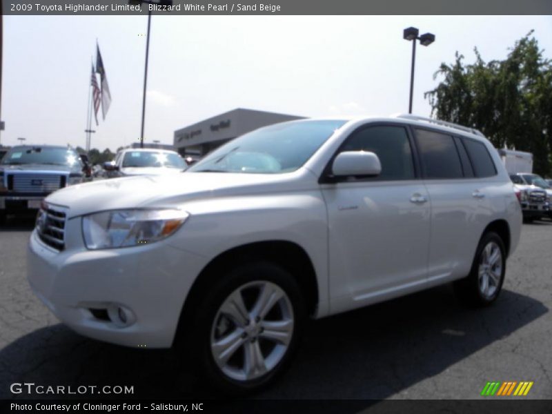 Blizzard White Pearl / Sand Beige 2009 Toyota Highlander Limited