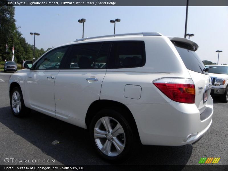 Blizzard White Pearl / Sand Beige 2009 Toyota Highlander Limited