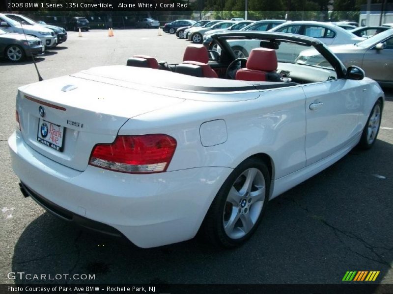 Alpine White / Coral Red 2008 BMW 1 Series 135i Convertible