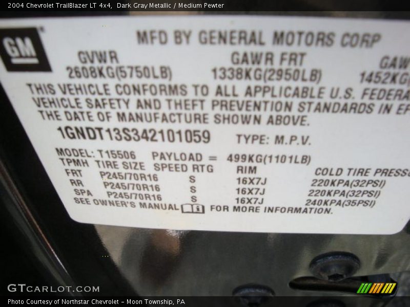 Dark Gray Metallic / Medium Pewter 2004 Chevrolet TrailBlazer LT 4x4