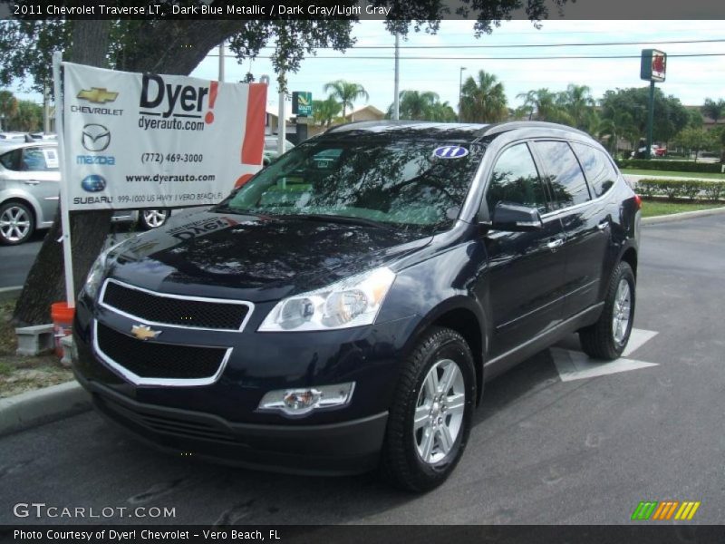 Dark Blue Metallic / Dark Gray/Light Gray 2011 Chevrolet Traverse LT