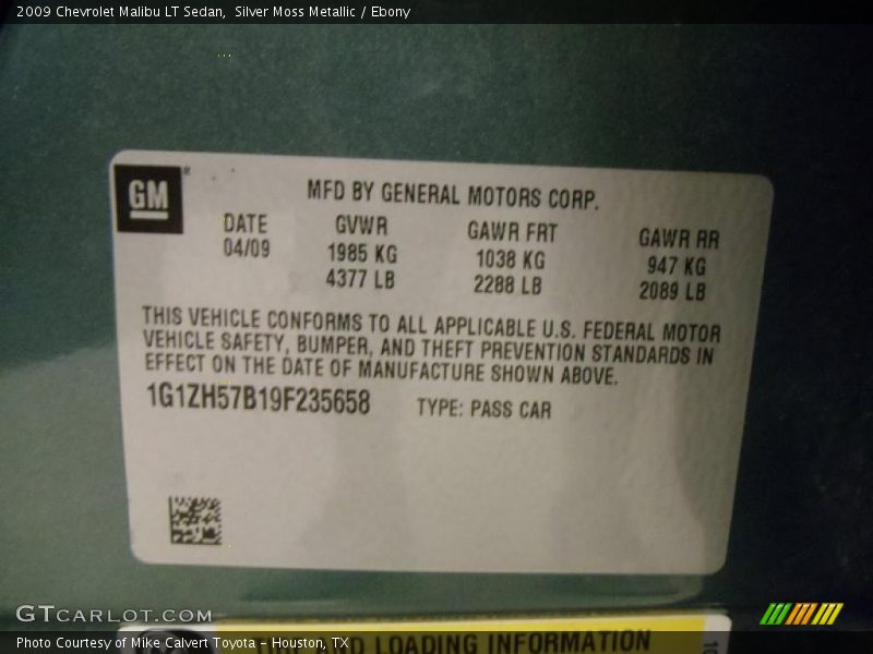 Silver Moss Metallic / Ebony 2009 Chevrolet Malibu LT Sedan