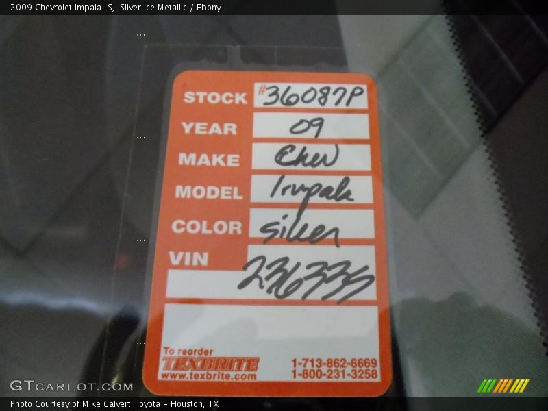 Silver Ice Metallic / Ebony 2009 Chevrolet Impala LS