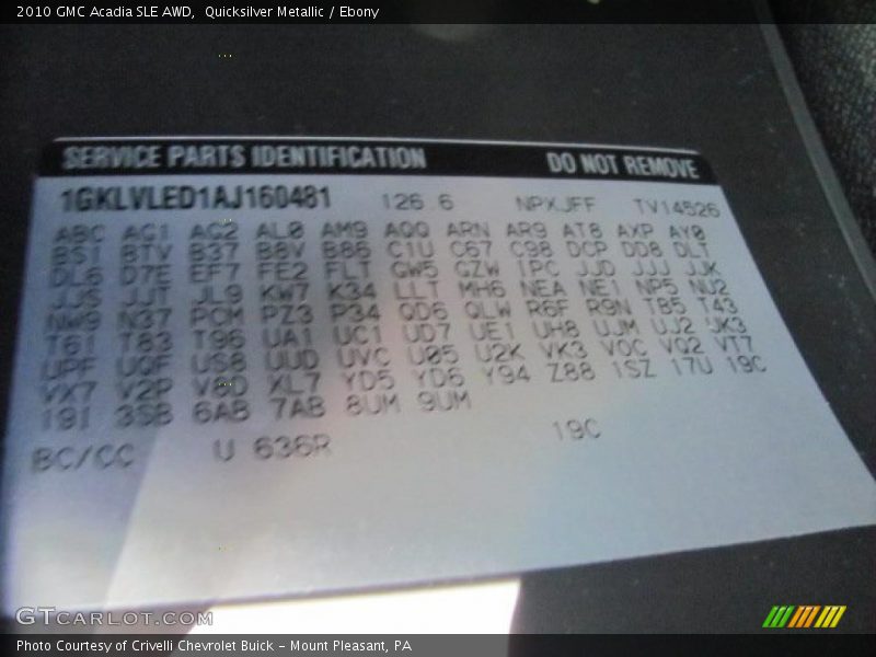 Quicksilver Metallic / Ebony 2010 GMC Acadia SLE AWD