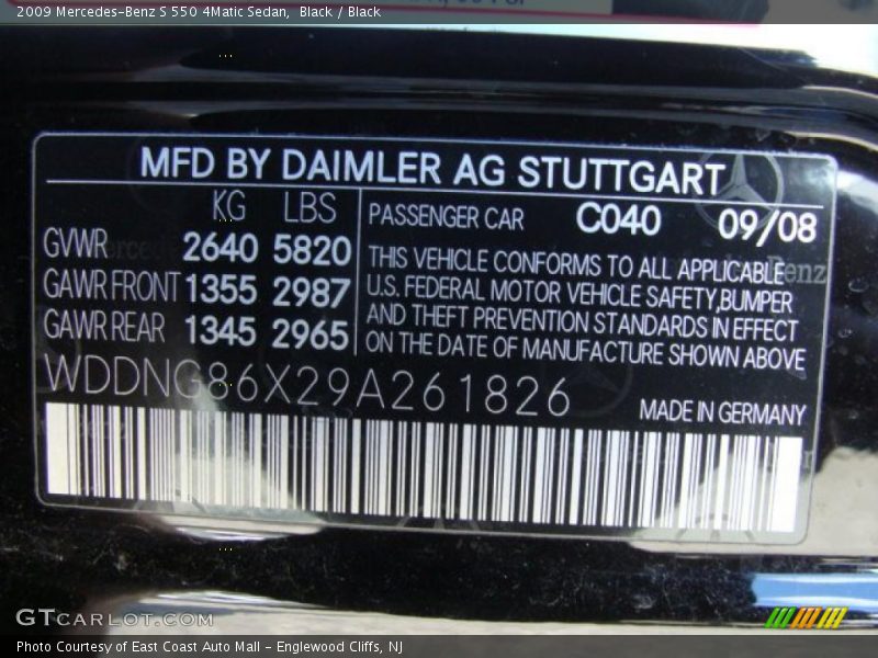 Black / Black 2009 Mercedes-Benz S 550 4Matic Sedan