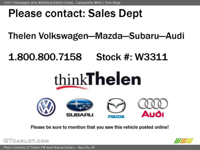 Campanella White / Pure Beige 2007 Volkswagen Jetta Wolfsburg Edition Sedan