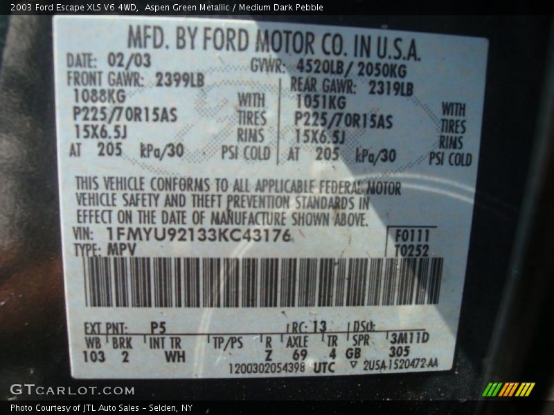Aspen Green Metallic / Medium Dark Pebble 2003 Ford Escape XLS V6 4WD