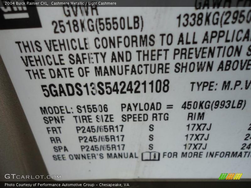 Cashmere Metallic / Light Cashmere 2004 Buick Rainier CXL