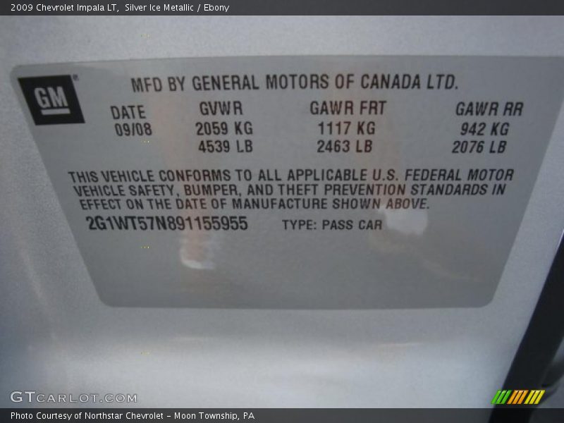 Silver Ice Metallic / Ebony 2009 Chevrolet Impala LT