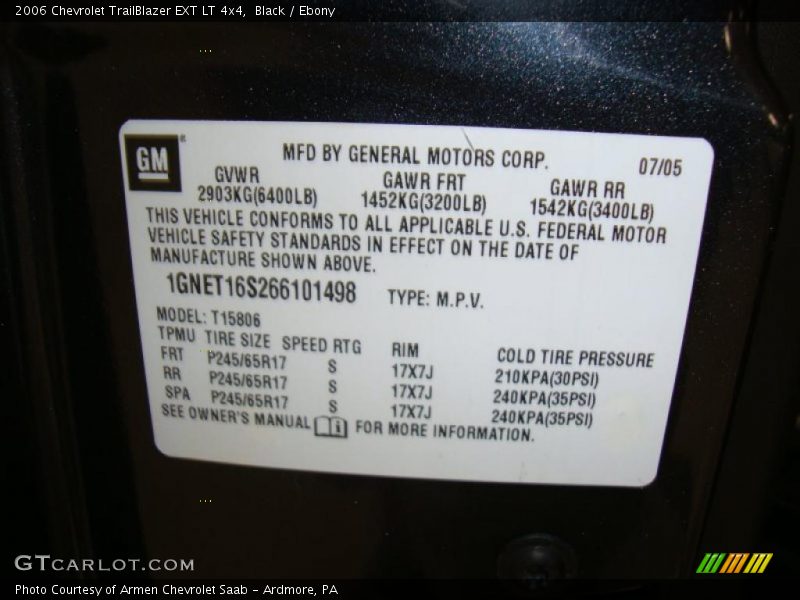 Black / Ebony 2006 Chevrolet TrailBlazer EXT LT 4x4