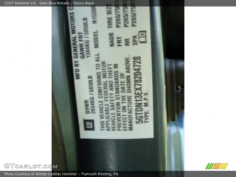 Slate Blue Metallic / Ebony Black 2007 Hummer H3