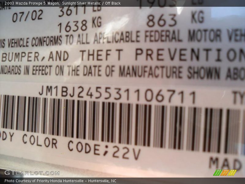Sunlight Silver Metallic / Off Black 2003 Mazda Protege 5 Wagon