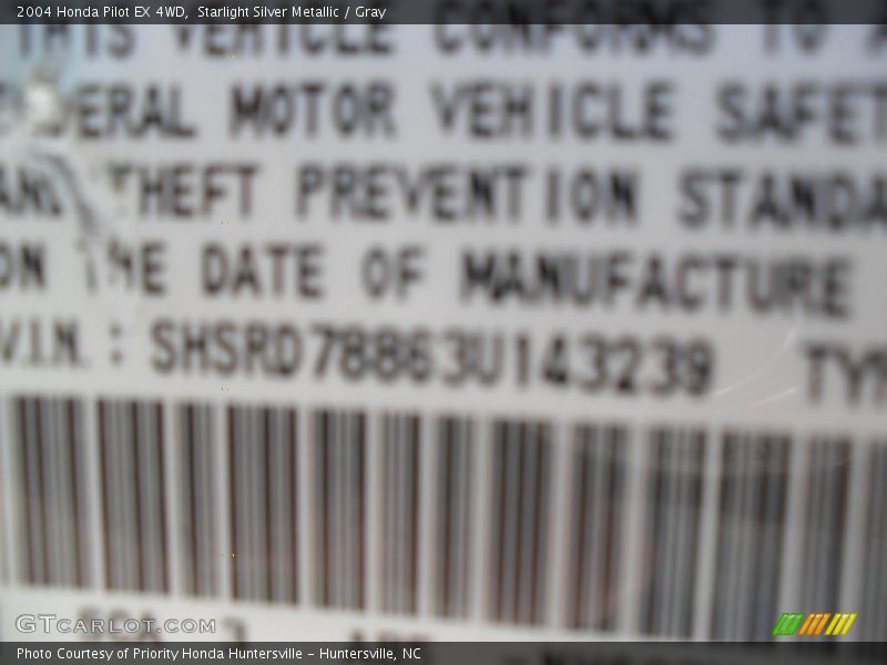 Starlight Silver Metallic / Gray 2004 Honda Pilot EX 4WD