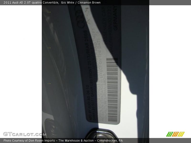 Ibis White / Cinnamon Brown 2011 Audi A5 2.0T quattro Convertible