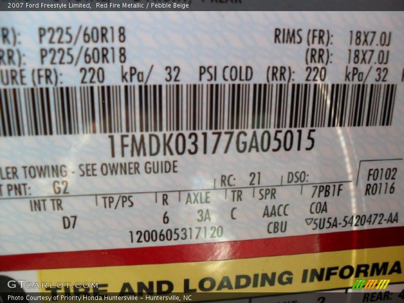 Red Fire Metallic / Pebble Beige 2007 Ford Freestyle Limited