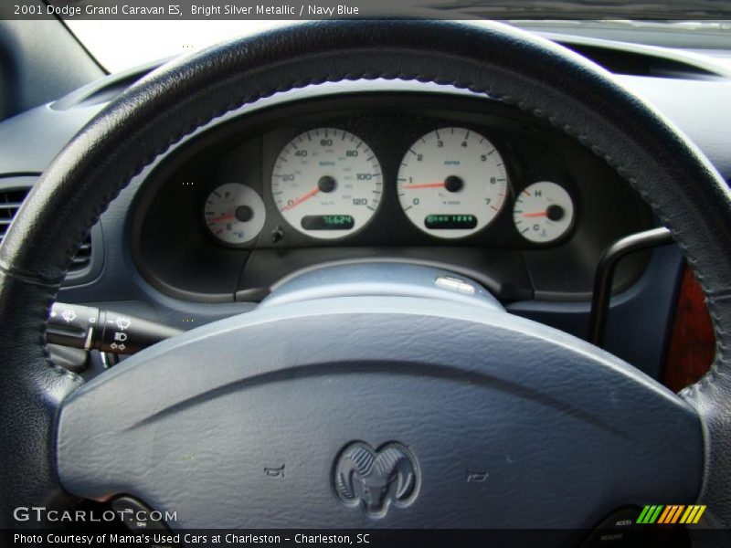 Bright Silver Metallic / Navy Blue 2001 Dodge Grand Caravan ES