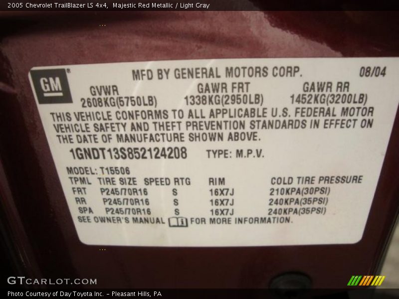 Majestic Red Metallic / Light Gray 2005 Chevrolet TrailBlazer LS 4x4