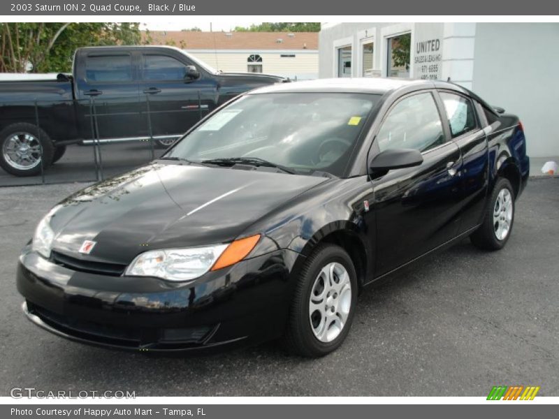 Black / Blue 2003 Saturn ION 2 Quad Coupe