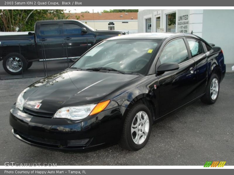 Black / Blue 2003 Saturn ION 2 Quad Coupe