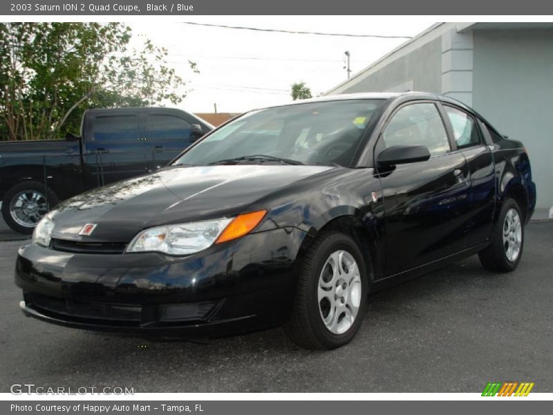 Black / Blue 2003 Saturn ION 2 Quad Coupe