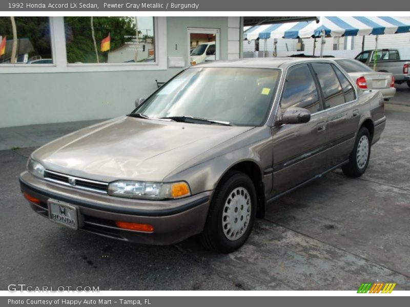 Pewter Gray Metallic / Burgundy 1992 Honda Accord LX Sedan