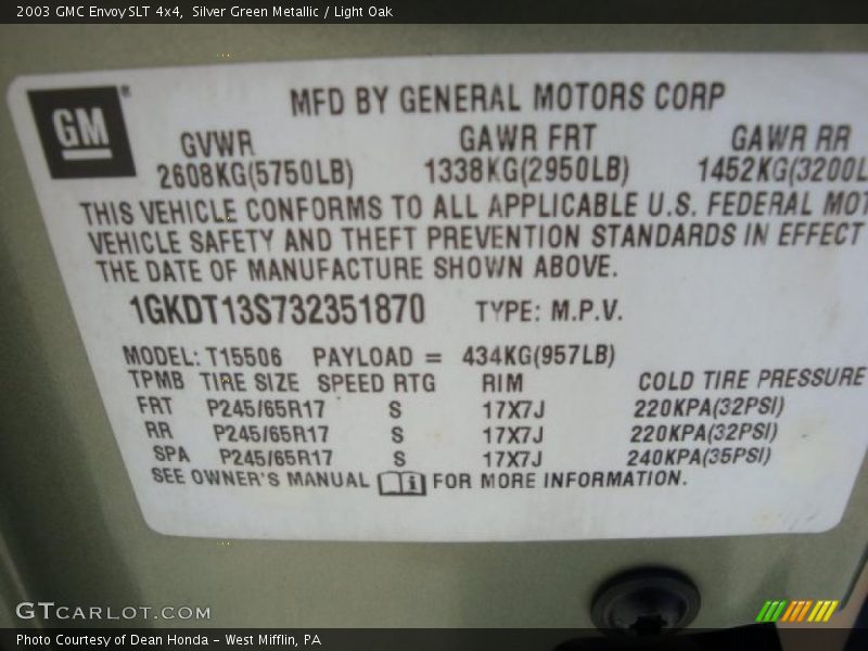 Silver Green Metallic / Light Oak 2003 GMC Envoy SLT 4x4