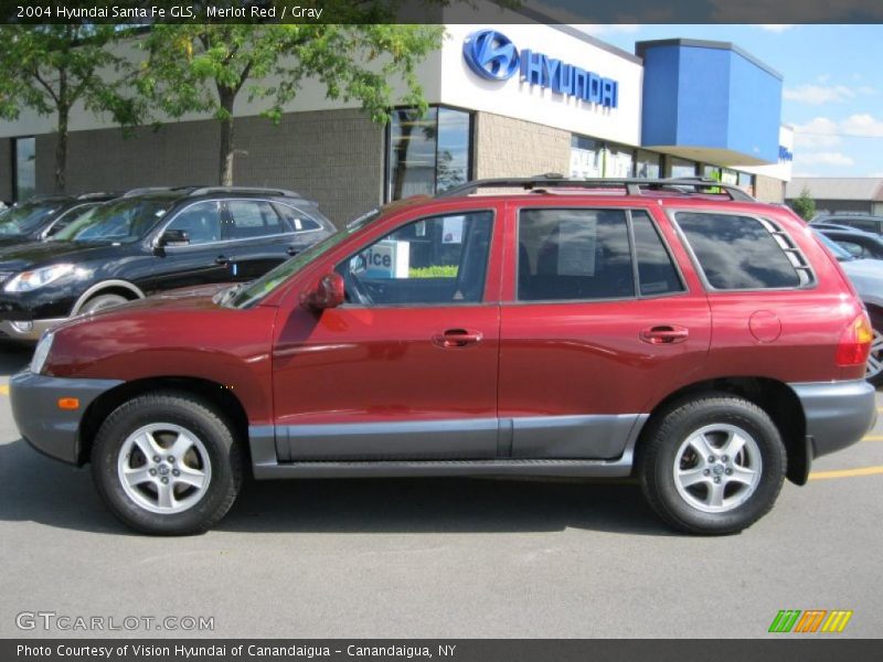 Merlot Red / Gray 2004 Hyundai Santa Fe GLS