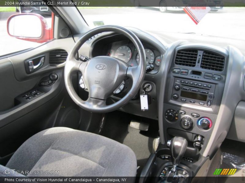 Merlot Red / Gray 2004 Hyundai Santa Fe GLS