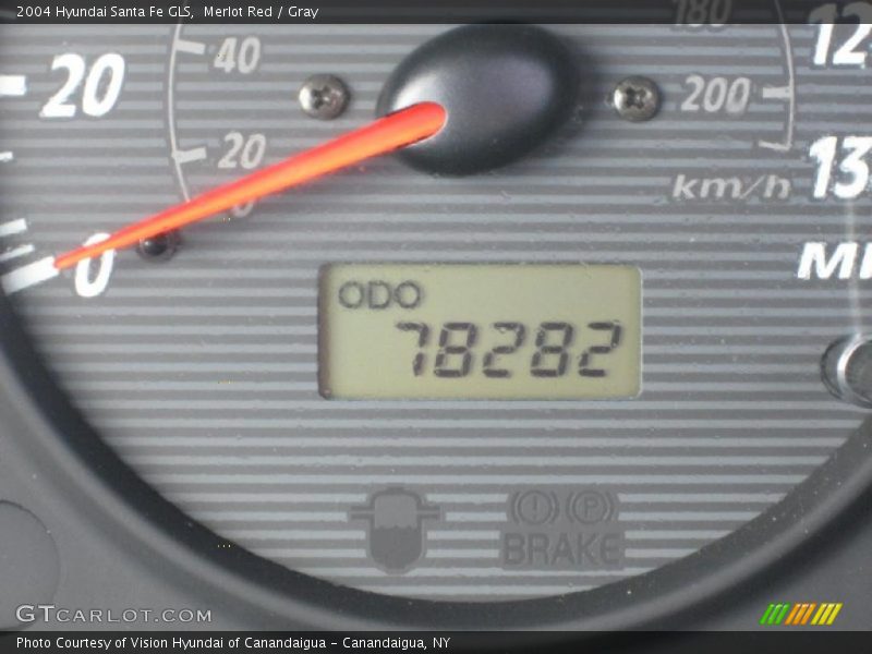 Merlot Red / Gray 2004 Hyundai Santa Fe GLS