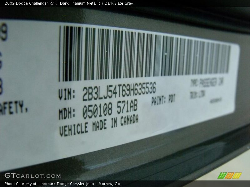 Dark Titanium Metallic / Dark Slate Gray 2009 Dodge Challenger R/T