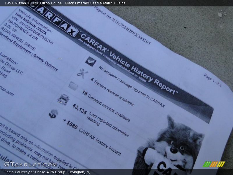 Black Emerald Pearl Metallic / Beige 1994 Nissan 300ZX Turbo Coupe